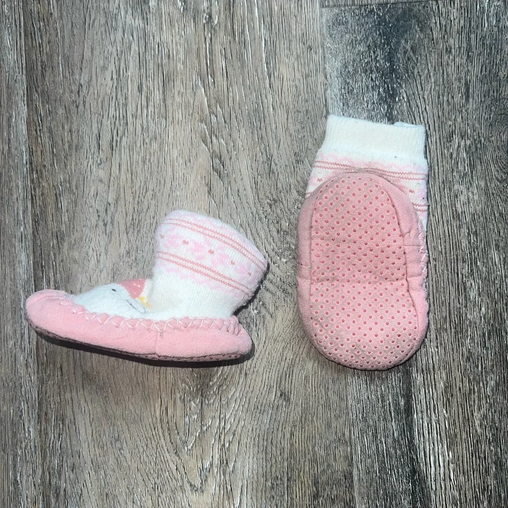 Fair Isle deer grippy slipper booties